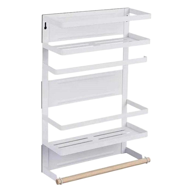 En stock Gancho de estilo japonés estante del refrigerador multifuncional suministros de cocina rack de almacenamiento hogar estante de almacenamiento de imán de metal