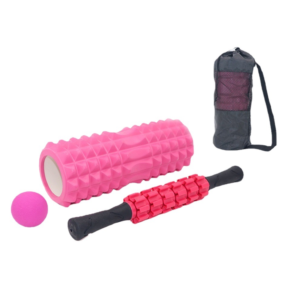 Espuma eje relajante muscular rodillo Barra de yoga columna de la aptitud de plástico rodillo de la pierna rueda palo de diente de lobo Langya masaje traje