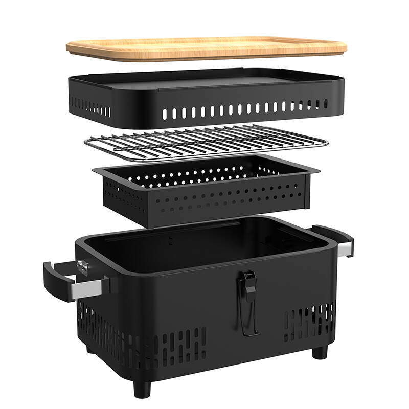 Barbacoa de camping de doble uso con tabla de cortar para freír y asar, parrilla al aire libre, parrilla de mesa portátil, estufa de camping al aire libre