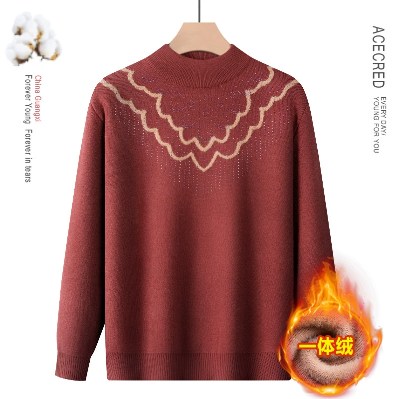 Мама осенний и зимний свитер свитер бабушка большой размер топ