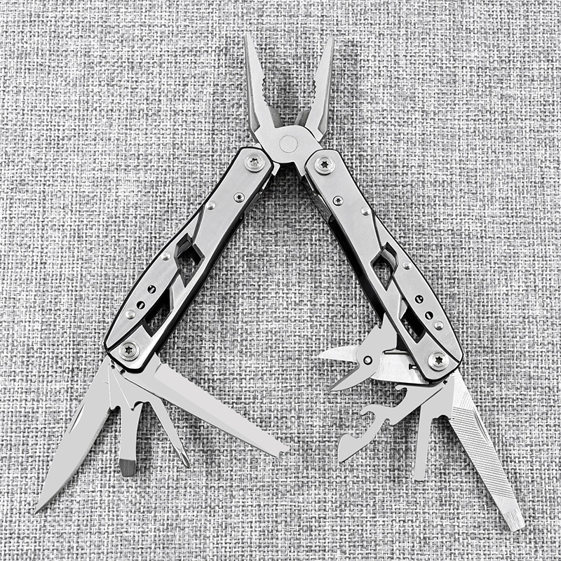 户外多功能刀钳不锈钢折叠银手柄组合礼品求生工具带剪刀钳子批发