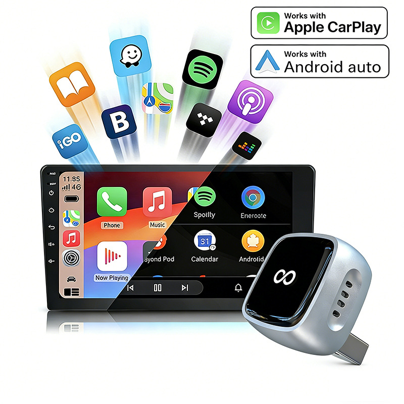Cross-Border 2-in-1 Carplay Box Wired to Wireless Android Auto Adapter Car-Machine Interconnection Box