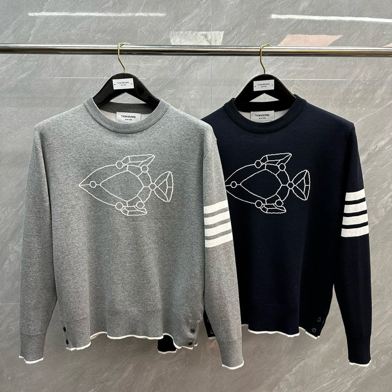 Factory Direct New TB Crewneck Sweater All-match Casual Comfortable Elegant Jacquard Submarine Graphic Pullover Sweater