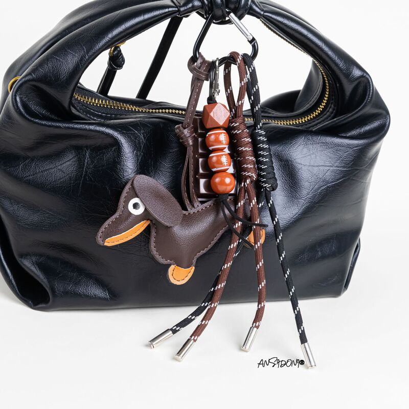 Hand-Woven Rope Maillard Style Miu Series Helmet Bear Bag Pendant Ins Exquisite Girl Keychain Pendant