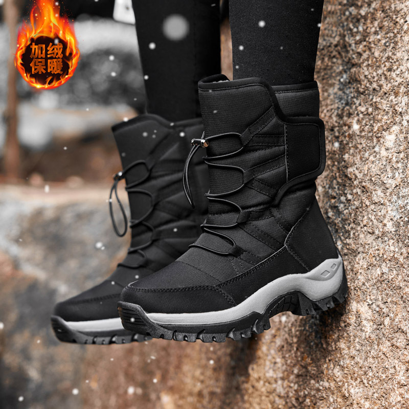 Botas de nieve al aire libre del noreste para mujer tubo medio más terciopelo grueso zapatos de esquí Xuexiang montaña Changbai zapatos Harbin piel y piel