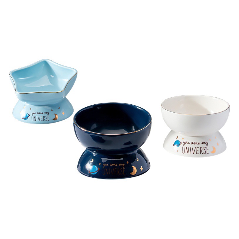 Nuevo gato tazón de cerámica cielo estrellado serie gato tazón perro tazón mediano y pequeño perro tazón de fuente de alimentación tazón para beber mascotas gato suministros