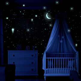 3616夜光月亮星星组合 幼儿卧室儿童房家居装饰墙贴可移除