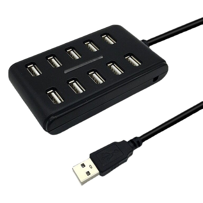 USB2.0HUB computadora estación de acoplamiento un punto diez Hub divisor doble fila diez puertos usb2.0hub con interruptor