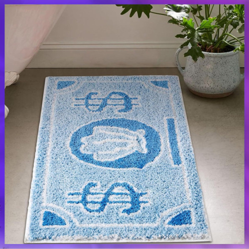 Money Multi-Purpose Faux Wool Bath Mat, American Style Bedroom Bedside Mat Decorative Mat Entrance Door Mat