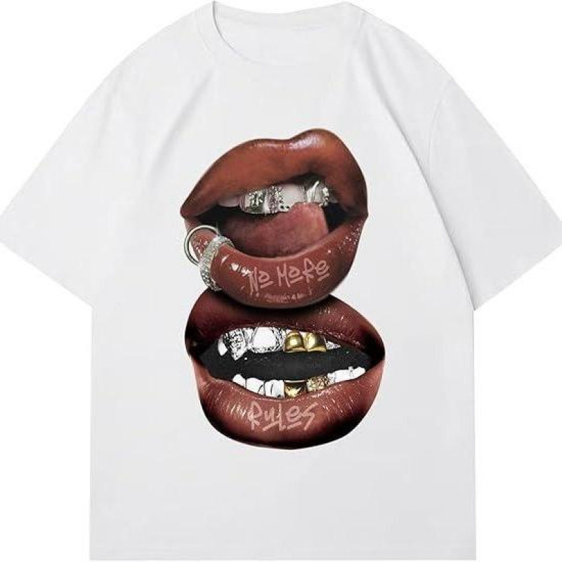 Unbranded No More Rules Lips Graphic T-shirt White