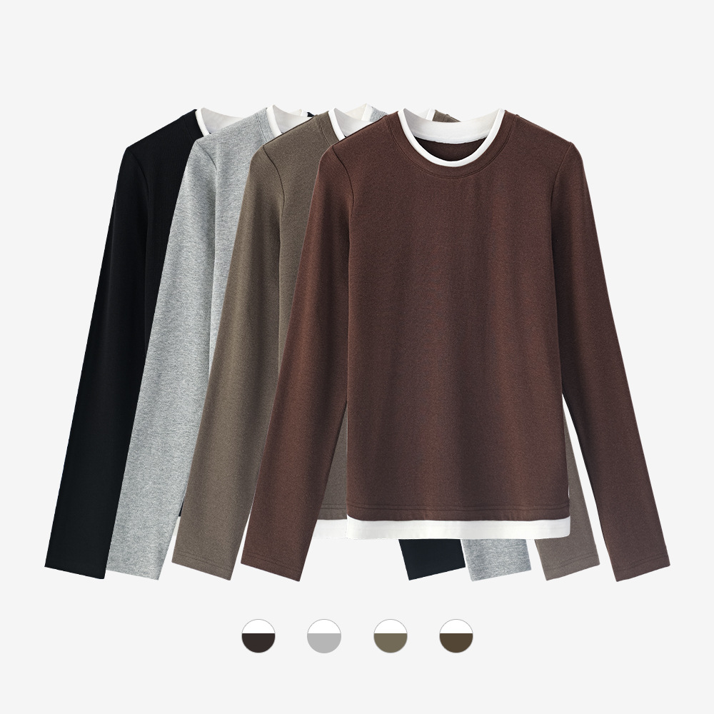 HAISHIWEI 광저우 13 선 가을과 겨울 대비 크루 넥 풀오버 탑 게으른 바람 어깨 양모베이스 셔츠