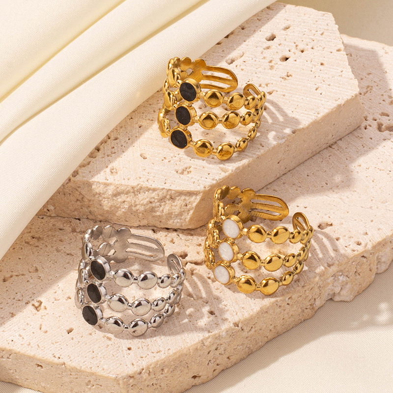 3g Weight Ion Plating (IP) Real Gold Plated 18K Gold Geometric Round 304 Stainless Steel IG Style French Style Waterproof Non Tarnish Open Rings