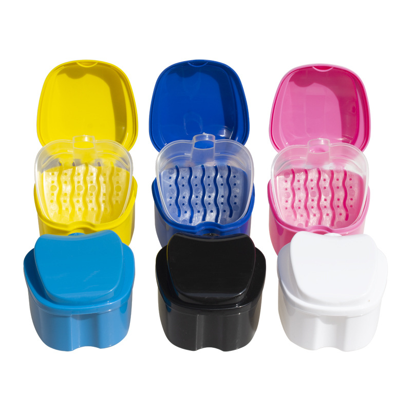 Caja de dientes Caja de dientes de manzana Caja de dentaduras de plástico Caja de dentaduras molares Caja de retención Caja de PP Caja de dentaduras postizas