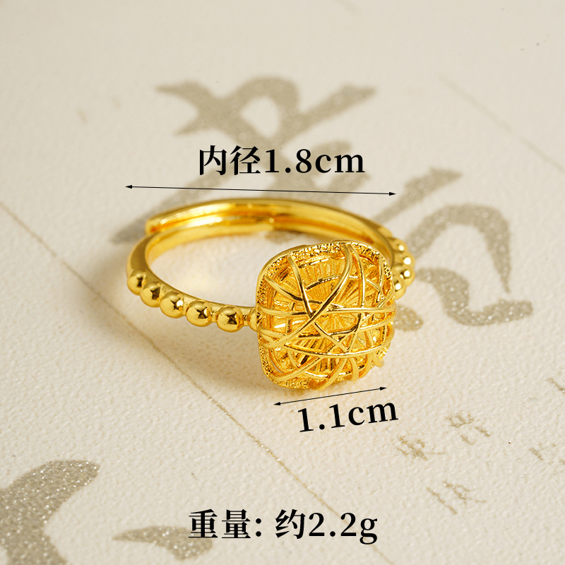 Collar de azúcar de oro de Vietnam, atrapadora de sueños, nicho de alta calidad, anillo de aretes de alambre geométrico para mujeres.