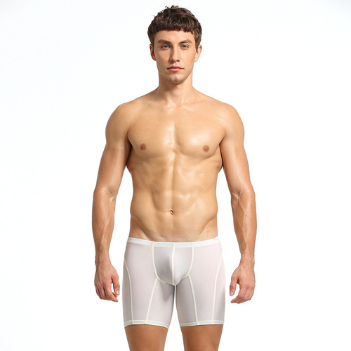 seobean men's extended underwear ice silk solid color anti-wear leg shorts breathable men's trousers manufacturer ships