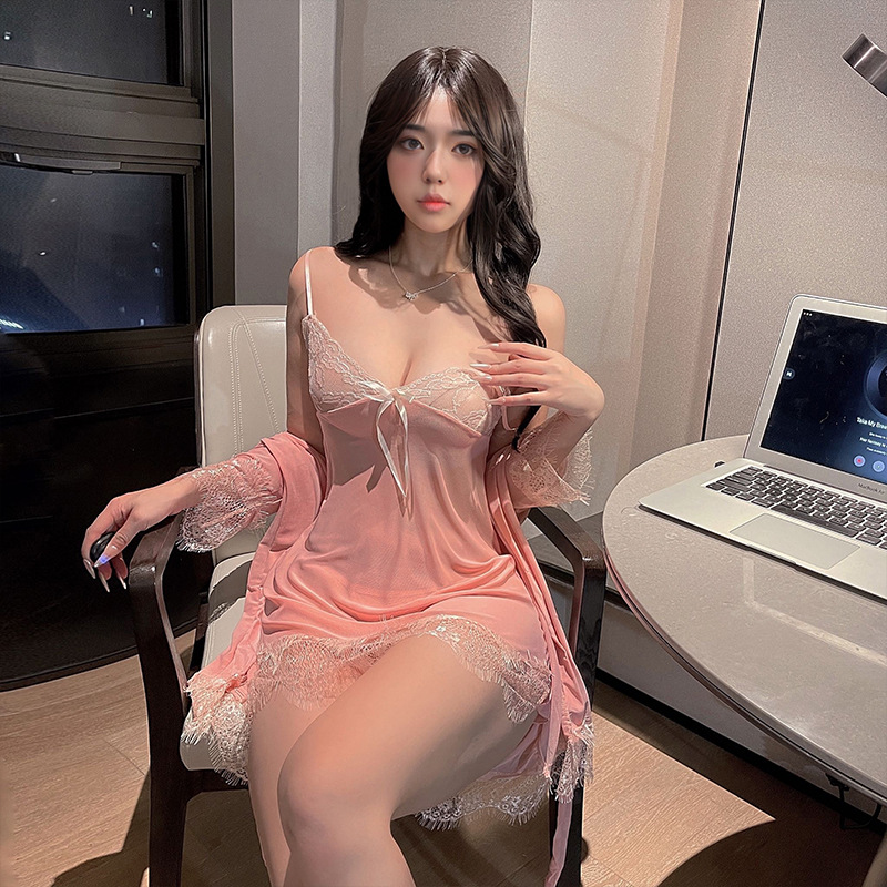 핑크 [파자마+파자마+벨트+속옷]