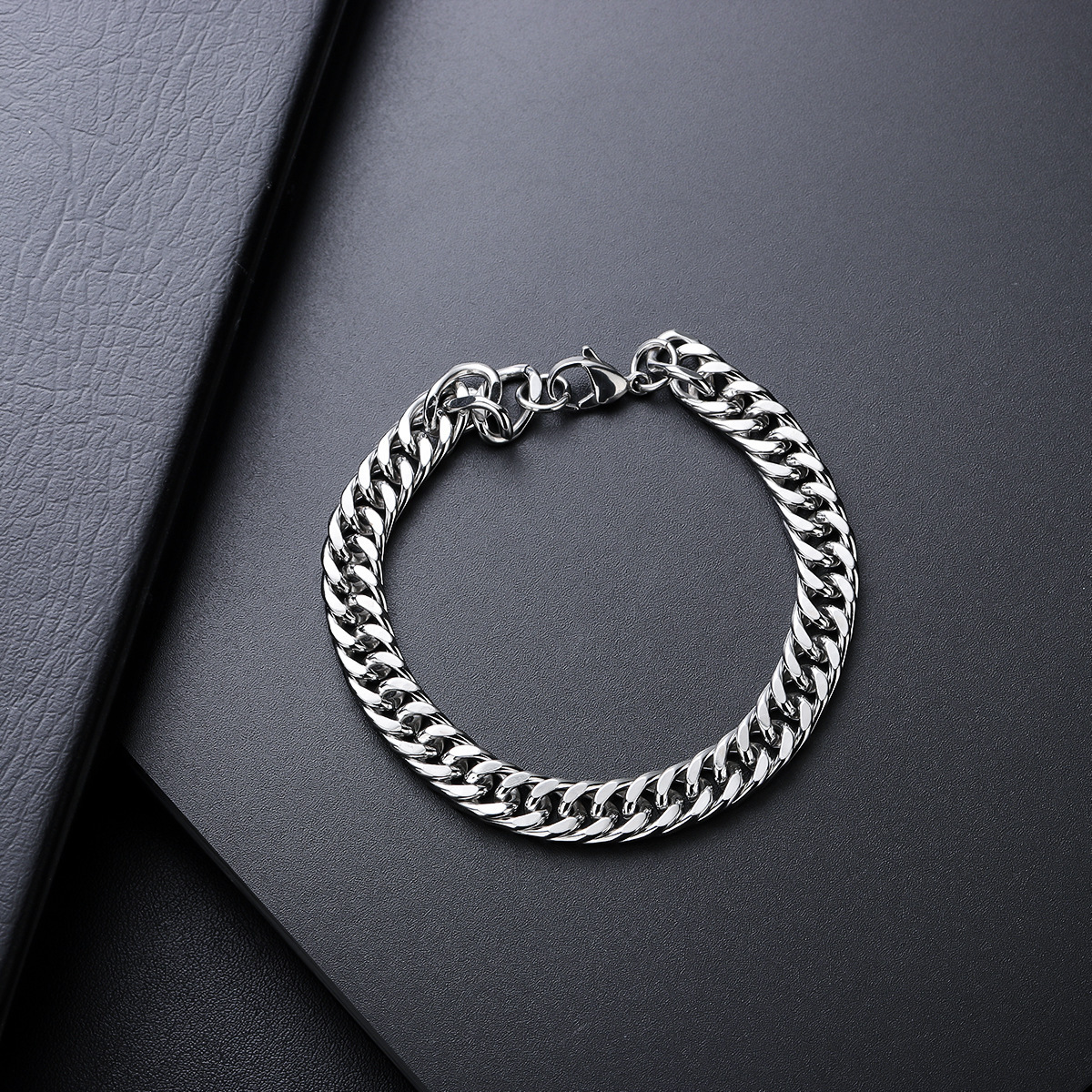 Bracelet À Maillons Polis En Acier Inoxydable Pour Homme_voghion.com