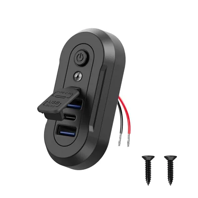 Dual Qc+Pd with Mechanical Switch Button, New Car Charger, Mini Bus Modified Multi-Function Charger (Mobil şarj cihazları) - blue-light