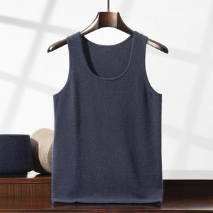 U-collar 12-stitch flat cashmere men's knitted camisole sleeveless inner comfortable skin-friendly pullover