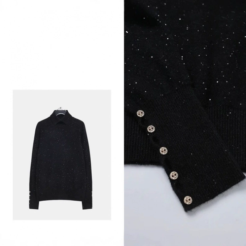 [Xinghe Brilliant] Зимний блестящий дикий тонкий повседневный теплый топ высокого класса