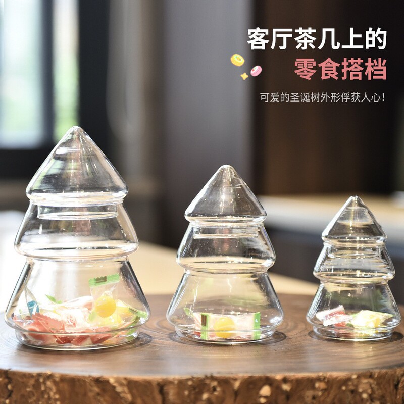 Creative Glass Christmas Tree Storage Jar Candy Jar with Lid European-Style Storage Decoration Home Decor Dessert Table Ornament Creative Glass Christmas Tree Storage Jar Candy Jar with Lid European-Style Storage Decoration Home Decor Dessert Table Ornament