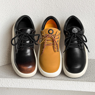 2025 Spring New Trendy Ugly-Cute Chunky Martin Boots for Men, Street Style Internet Celebrity Casual Leather Shoes, Niche