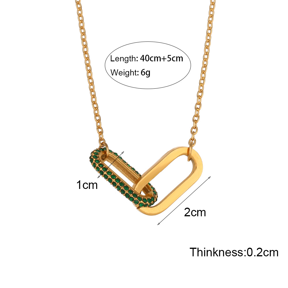 Collier En Acier Inoxydable Géométrique À La Mode Placage Incrustation Zircon Colliers En Acier Inoxydable display picture 1