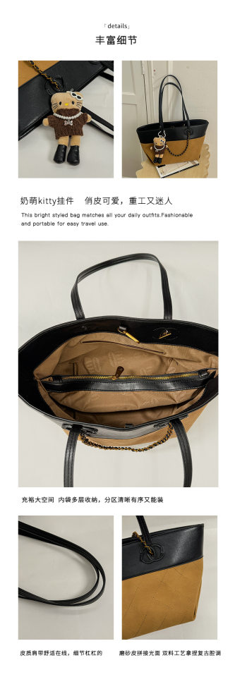 Túi tote nữ da PU cao cấp thiết kế tối giản dáng shopping bag dung lượng lớn đi làm — Màu vàng nâu không có mặt dây chuyền, Màu xanh lá cây không có mặt dây chuyền, Màu xám không có mặt dây chuyền, kaki không có mặt dây chuyền chi tiết 4