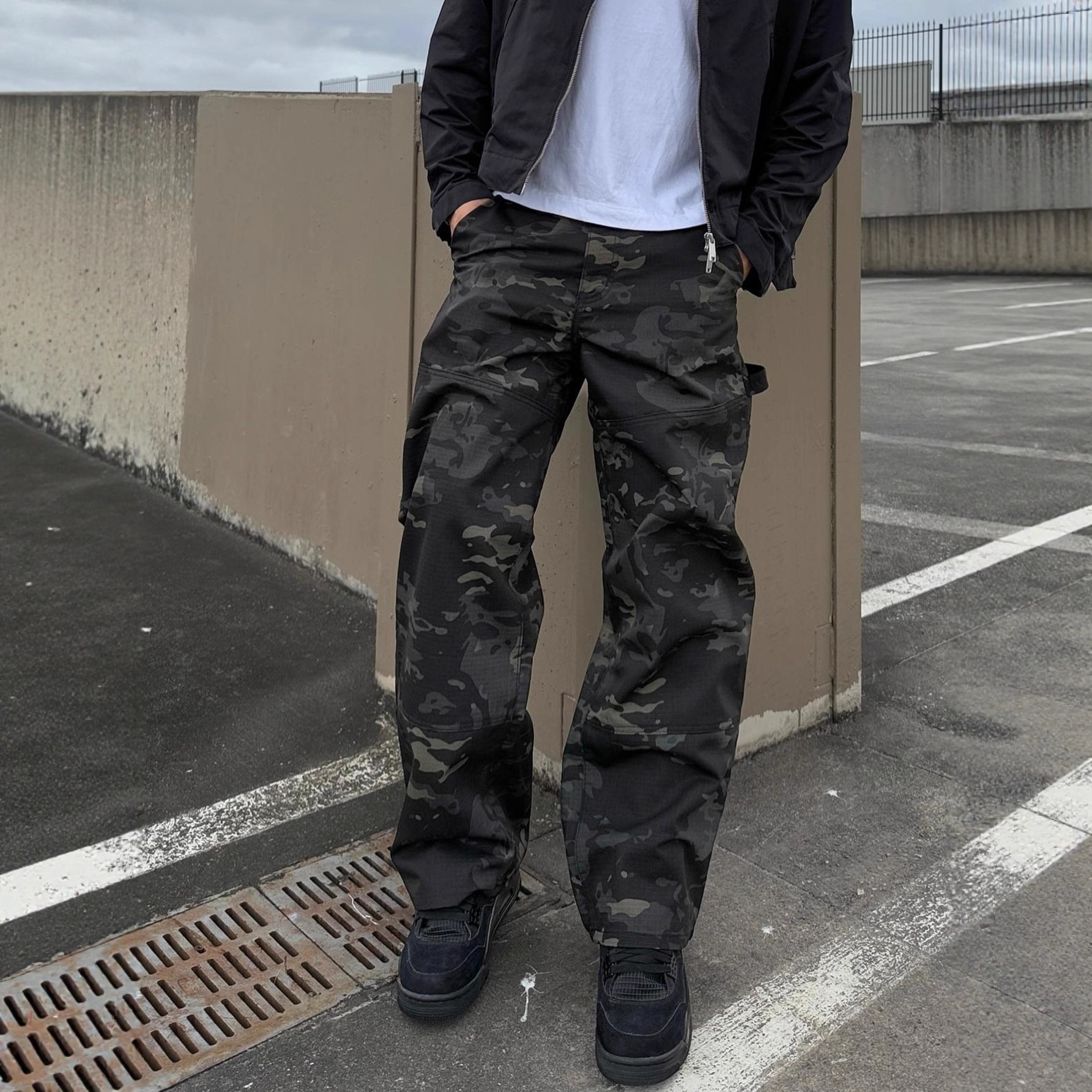 Herren Camouflage Cargohose Locker Geschnittene Arbeitshose_voghion.com