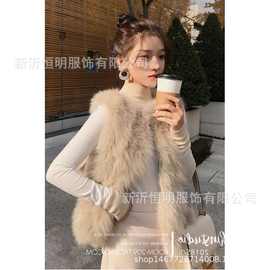 秋冬新款仿狐狸毛皮马甲毛毛背心厚毛绒绒外套上衣加厚女气质优雅