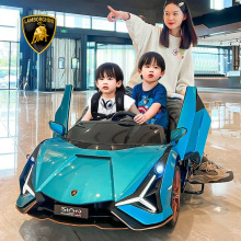 双座兰博基尼儿童电动汽车四轮玩具可坐大人遥控宝宝亲子跑车适用