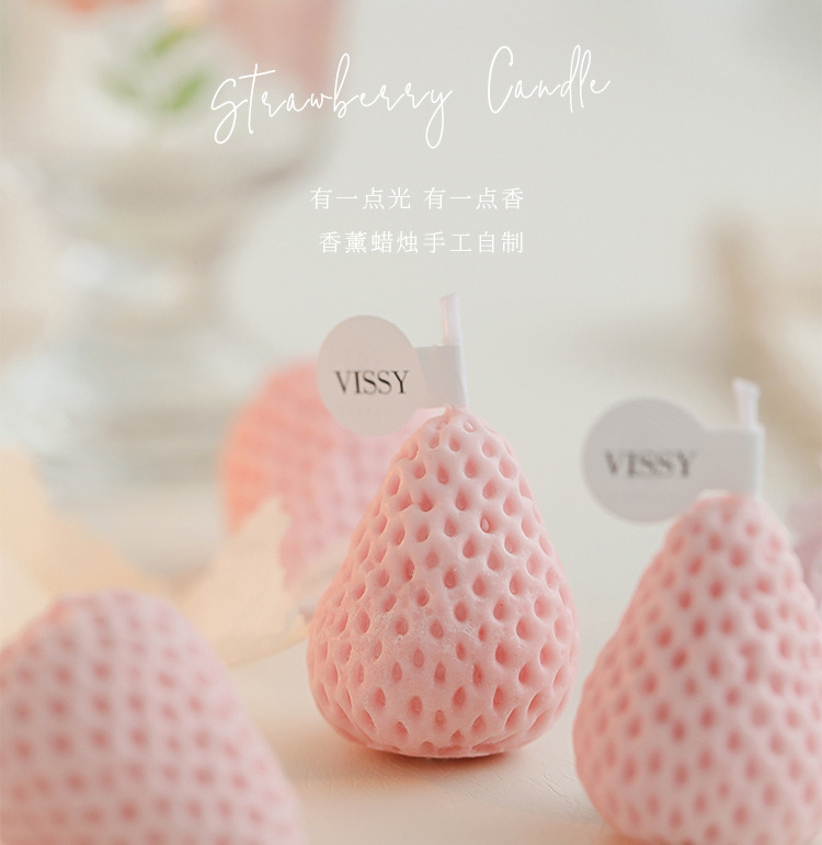 Strawberry Scented Candle Soy Wax Fragrance Birthday Gift Box Set Ins Food Photo Props Photography Background