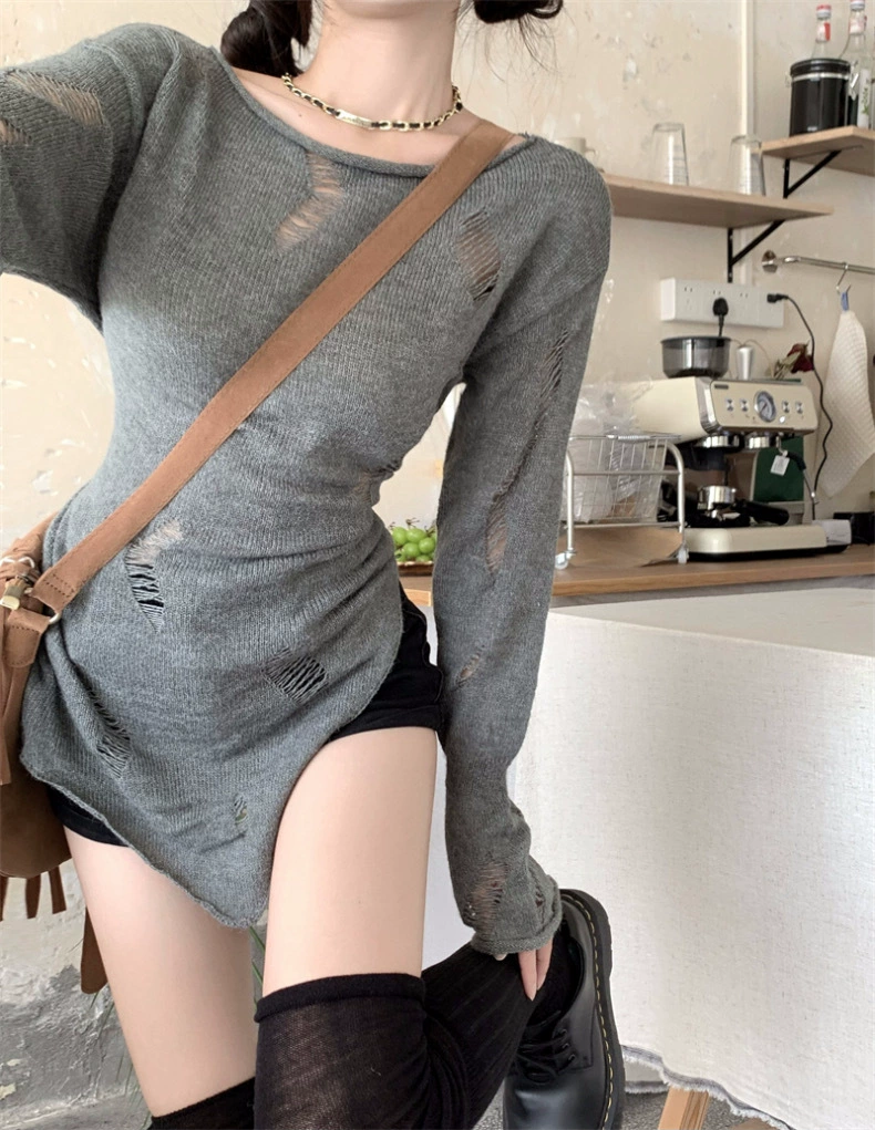 Spring summer autumn colored sexy knitted sweater