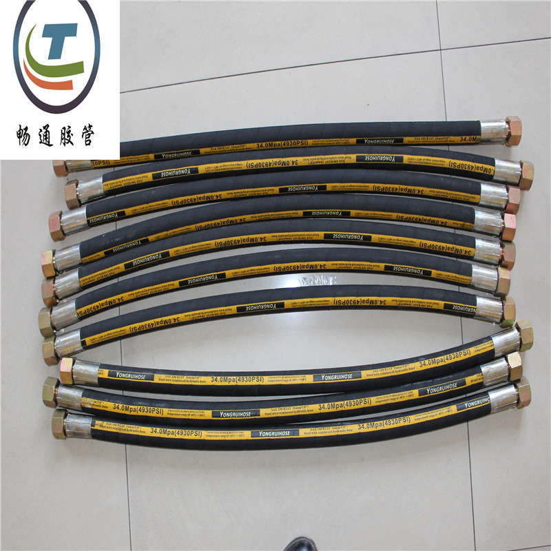 批发高压双层钢丝编织橡胶软管工程机械液压专用高压油管橡胶管