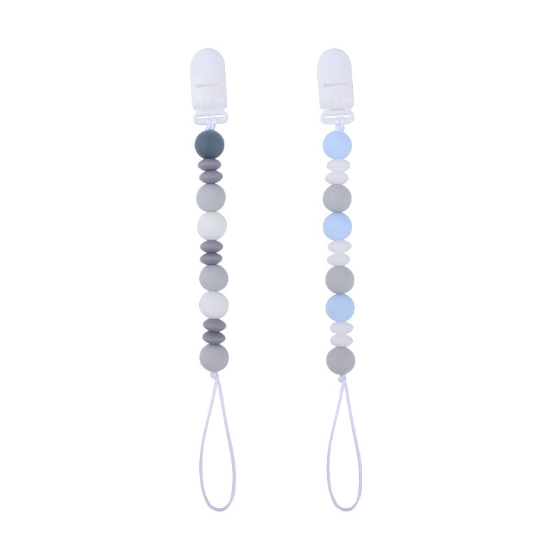 Suministros para bebés Cadena de chupete bebé creativo de silicona cuentas redondas clip de pezón anti-caída con dos juegos