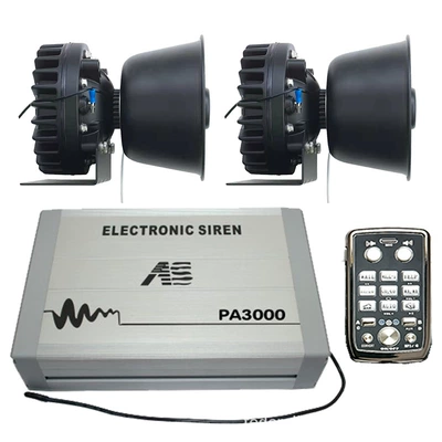PA3000P5 Car-mounted Wireless Siren Car horn/tweeter - pa3000p5-main-unit-cooling-round-speaker-set-12v