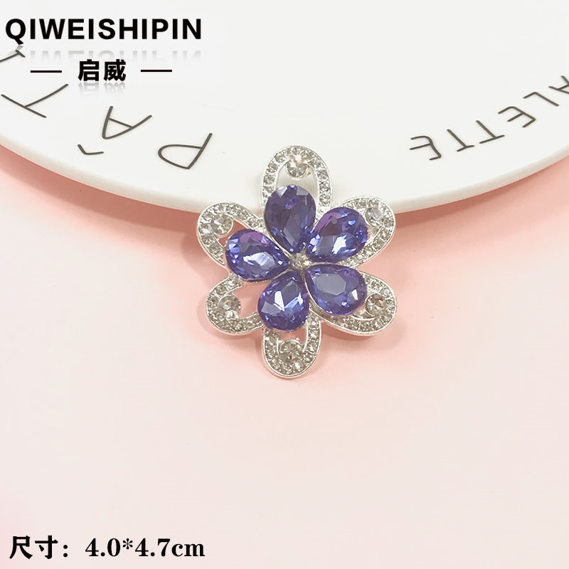 启威长方形花盘珍珠钻五角diy材料 水钻扣鞋包包花配饰  合金配件|undefined