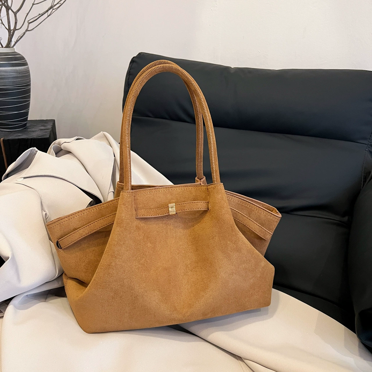 Однотонная матовая ретро-сумочка через плечо, просторная tote, 30×13×21 см