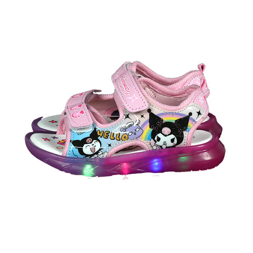 Children's Light-Up Soft-Cushion Princess Cute Beach Shoes Baby First Walking Shoes Girls' Glowing Sandals Japanese Style