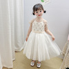 Summer fashionable dress, small princess costume sleevless with bow, Korean style, tulle