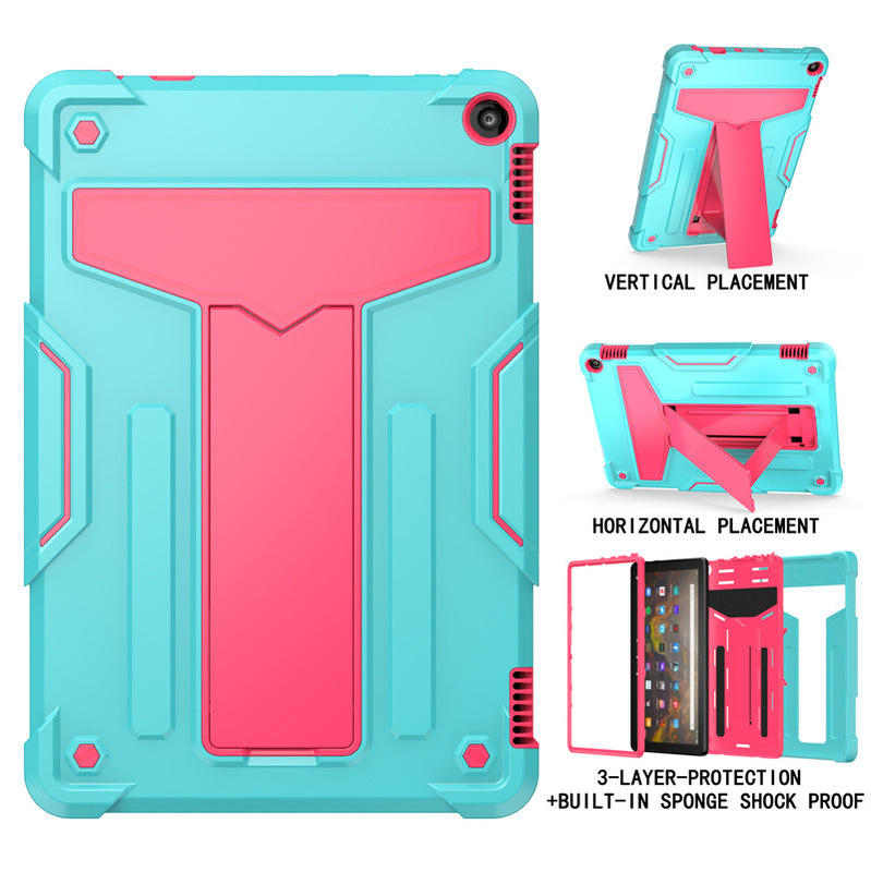 Applicable to Amazon Fire HD10 2021 silicone tablet case PC bracket shockproof drop-resistant HD8 protective back case Applicable to Amazon Fire HD10 2021 silicone tablet case PC bracket shockproof drop-resistant HD8 protective back case