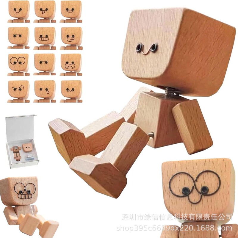 跨境 Shaking Feet Wooden Doll 木头人汽车装饰摆件摇摆晃动木头|undefined