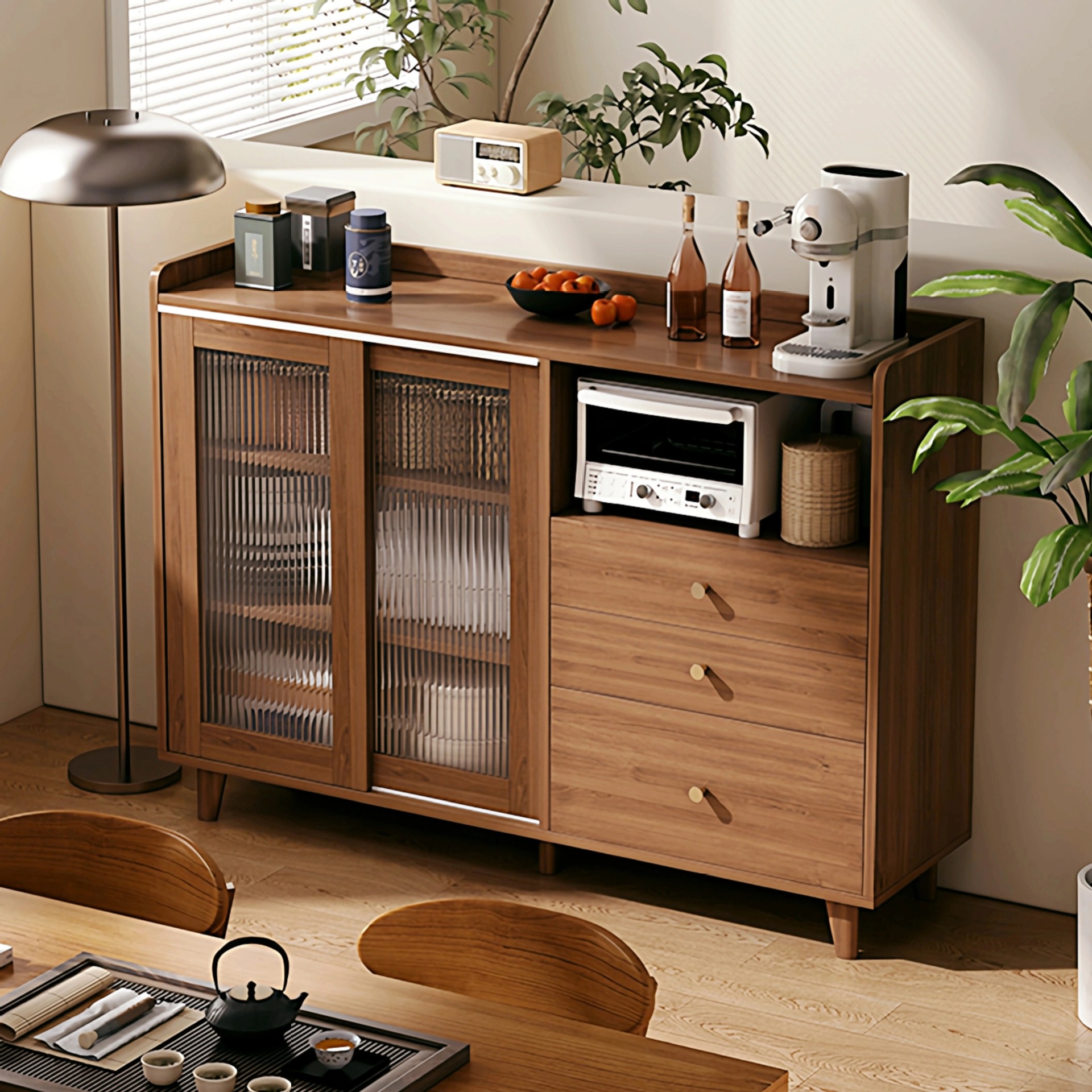 Tea Cabinet Against the Wall Sideboard Integrated Cabinet Storage Cabinet Home Simple Living Room Storage 2025 New Storage Cabinet