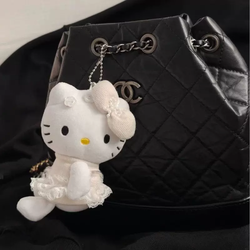 中古小香芭蕾风裙子kitty猫包包挂件毛绒玩偶小公仔挂饰侧坐芭蕾