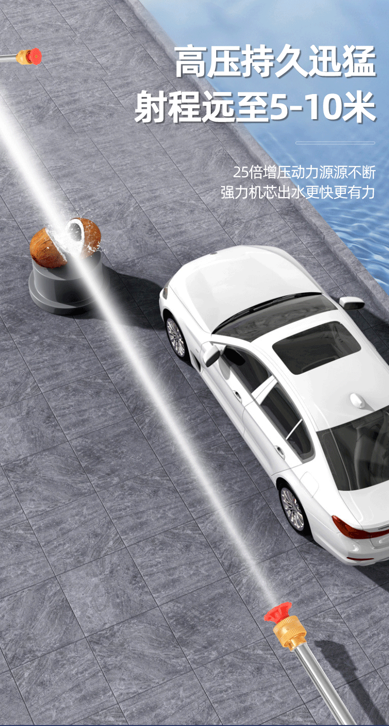 Wireless car washer electric car wash high pressure water gun flushing pressurized powerful water grab lithium battery car wash car wash artifact