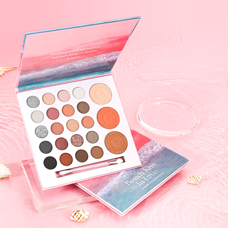 Sulamei 23-color ojo sombra placa playa caliente amor perla mate Blush sombra placa Multi-propósito ojo sombra fábrica directa