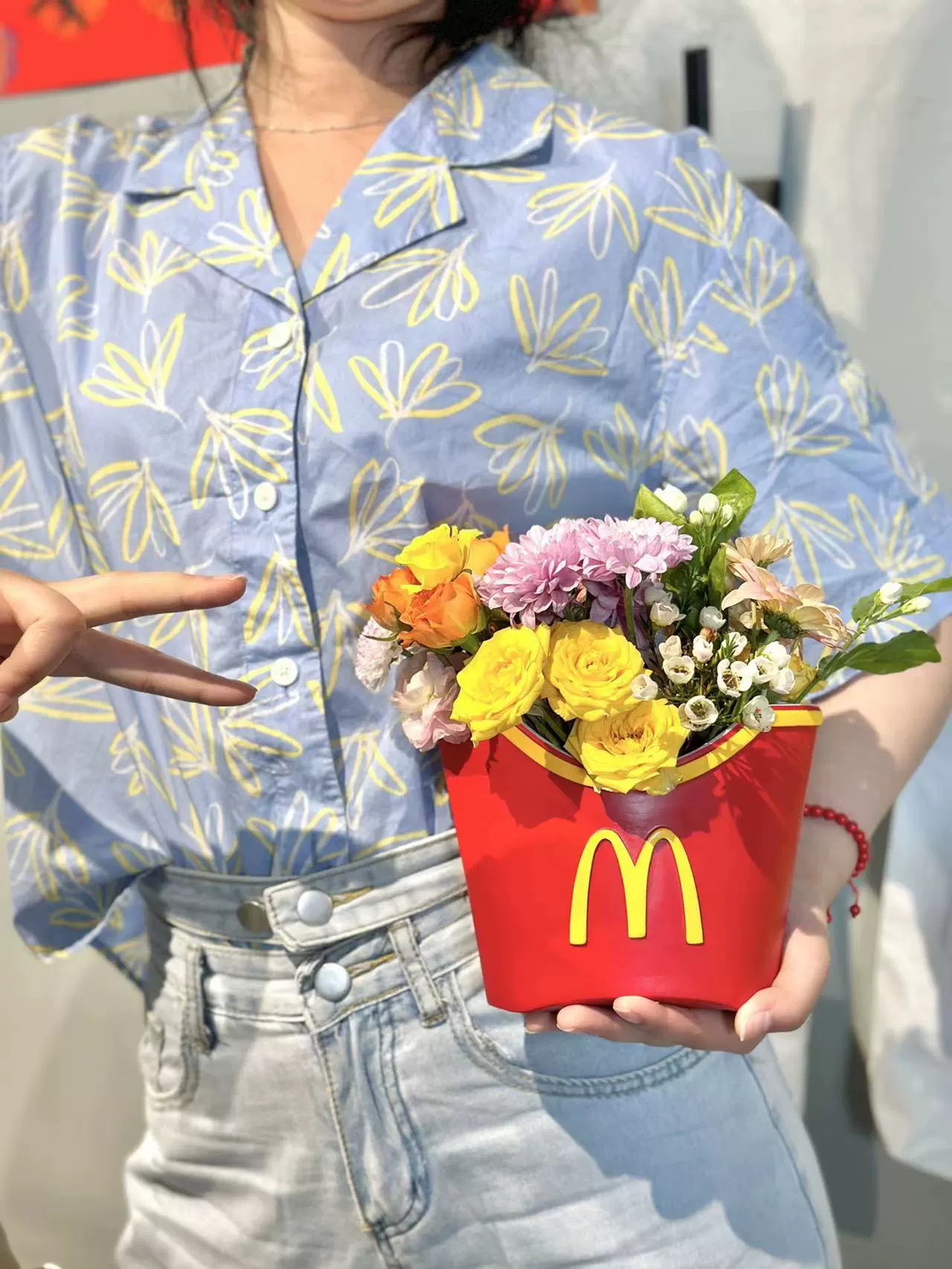 Большая ваза для картофеля McDonald's для гостиной, настольный обеденный стол, букет цветов, декоративные украшения цветов Maimen, большой красный Калибр