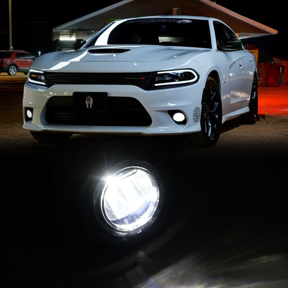 Aplicable a Dodge 17 / 18 / 19 nuevo cargador LED conjunto de lámpara de niebla delantera luz diurna luz de barra delantera