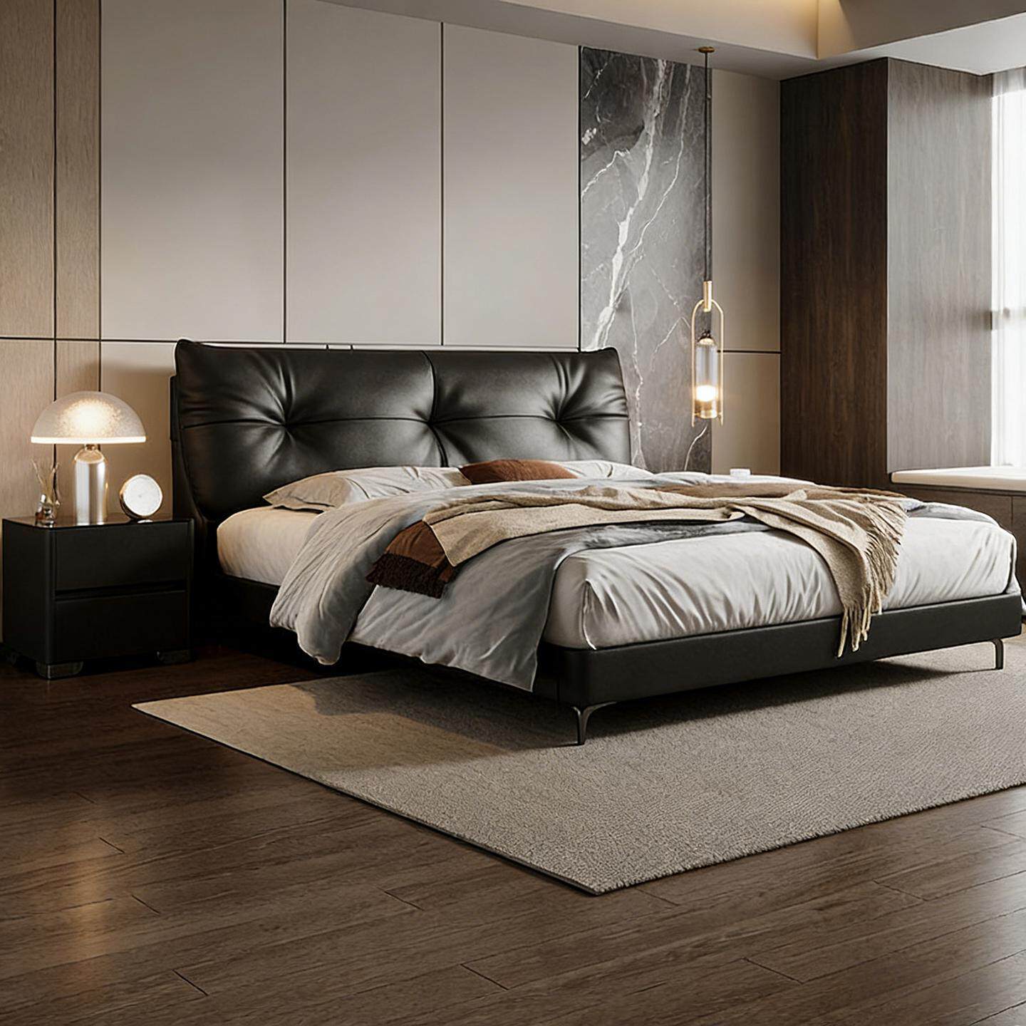 Cama de cuero minimalista, cama principal de 1.8m, cama de matrimonio 2026 nueva cama de envoltura suave simple, cama de cuero de exportación transfronteriza