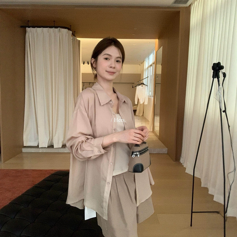 Hers a Spoonful of Sweetness Summer Korean Style Simple Versatile Comfortable Breathable Sun-Protective Turn-Down Collar Long Sleeve Shirt for Women 80655 Hers a Spoonful of Sweetness Summer Korean Style Simple Versatile Comfortable Breathable Sun-Protective Turn-Down Collar Long Sleeve Shirt for Women 80655
